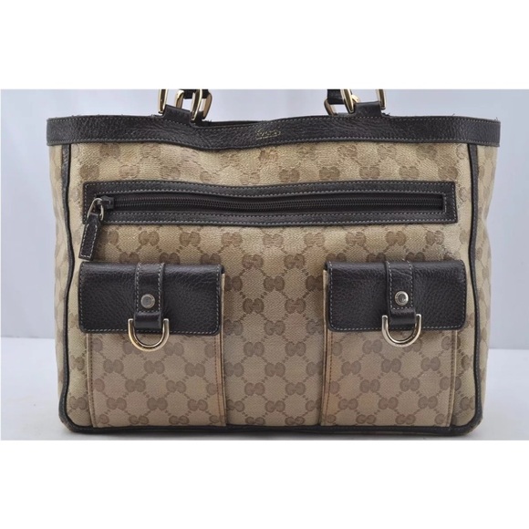 GUCCI GG Crystal Abbey Shoulder Tote Bag GG PVC Leather Brown 🤎 - Picture 2 of 16